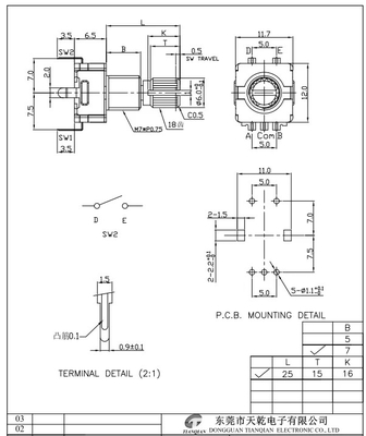 codificatore rotatorio Ec11 di 11mm automobile dell'altoparlante da 360 gradi audio