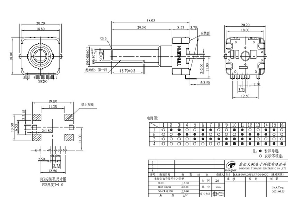 100ohm lavatrice rotatoria impermeabile del codificatore di Pin 1mA del codificatore 5